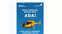 Whitesky Aviation mempromosikan layanan taksi terbang dengan helikopter dari dan menuju Bandara Internasional Soekarno-Hatta (Soetta). Dok AP2