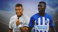Ilustrasi - Kylian Mbappe dan Moises Caicedo (Bola.com/Adreanus Titus)