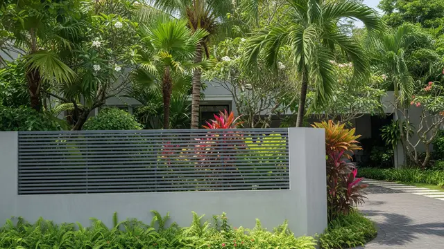 Pagar Semi Beton dengan Kisi Horizontal