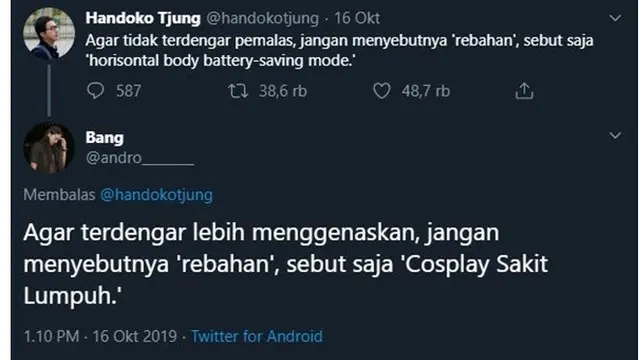 6 Nama Lain Rebahan Ala Netizen Ini Bikin Tepuk Jidat