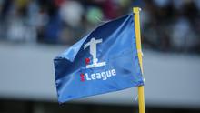 Bendera I.League hang berada di pinggir stadion.&nbsp;(Bola.com/ Abdul Aziz)