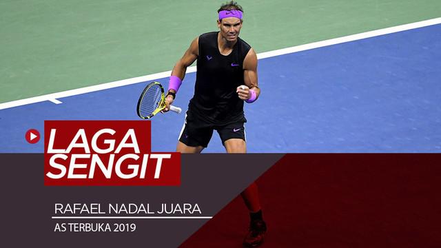 Berita video Rafael Nadal menjuarai AS Terbuka 2019 (US Open 2019) setelah mengalahkan Daniil Medvedev dalam laga sengit final yang berlangsung hampir 5 jam, Minggu (8/9/2019).