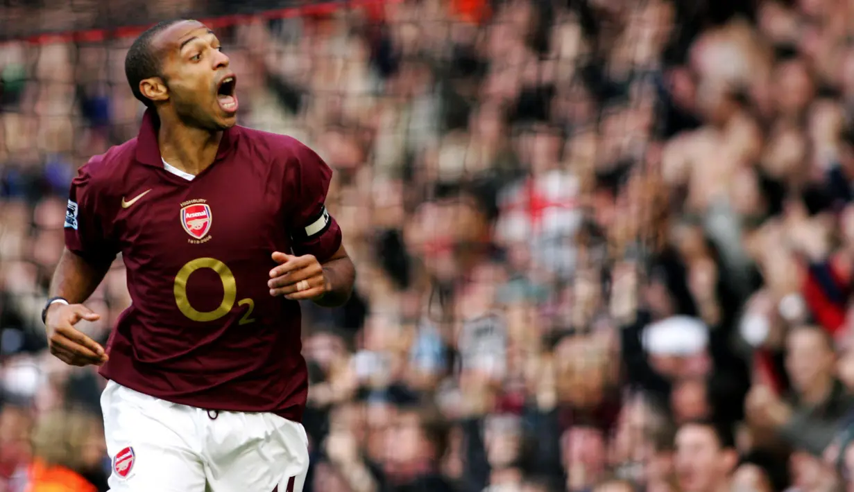 6. Thierry Henry (175 gol) - Thierry Henry merupakan salah satu legenda Arsenal dan menjadi pemain yang produktif dalam mencetak gol di Liga Inggris. Pemain asal Prancis ini menorehkan 175 gol selama kariernya di Inggris. (AFP/Carl De Souza)
