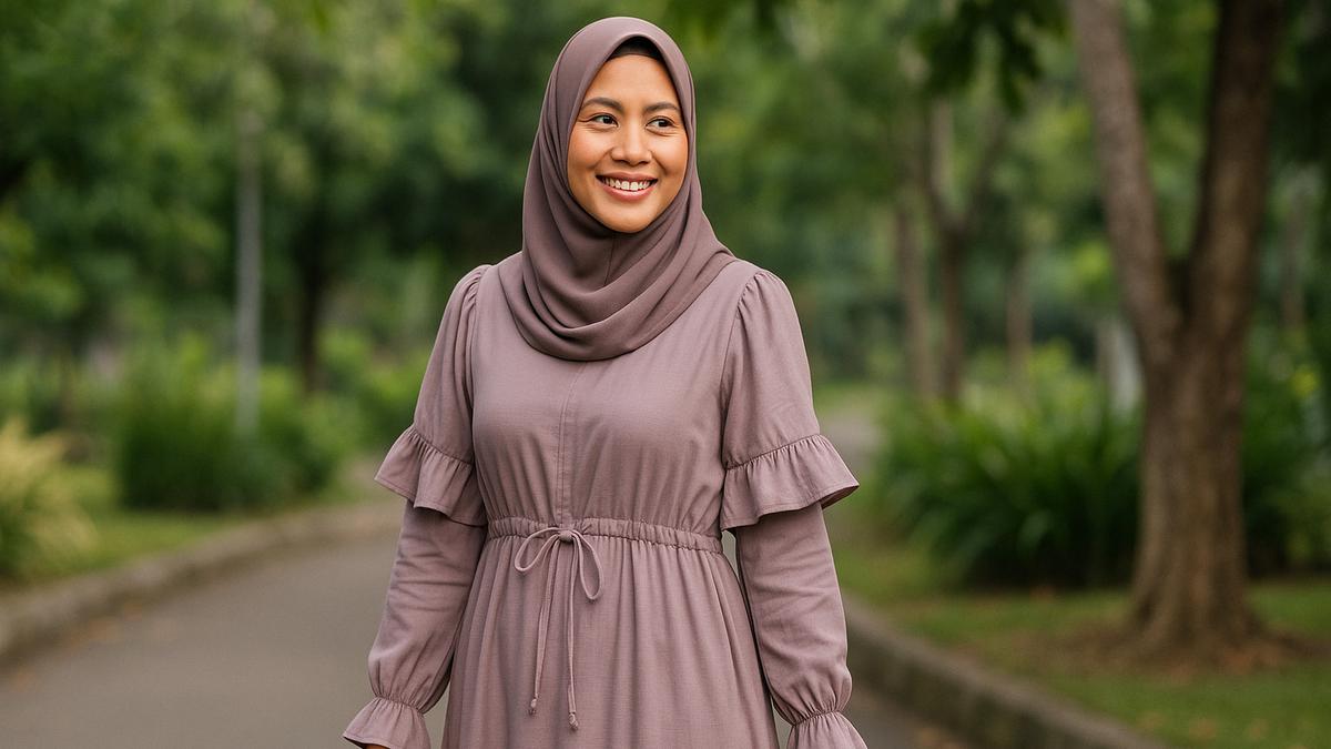 8 Inspirasi Long Dress Lengan Ruffle untuk Ibu-ibu, Bikin Tampilan Awet Muda dan Anggun