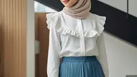 8 Ide Mix &amp; Match Atasan dan Rok Plisket untuk Hijabers, Tampil Wow Sepanjang Hari