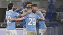 Lazio kembali melanjutkan tren kemenangan usai berhasil manaklukkan Cagliari dengan skor 1-0 pada lanjutan Serie A Italia. (Alfredo Falcone/Lapresse via AP)