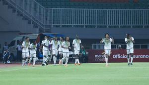 Selebrasi gol Timnas Mali U-22 saat melawan Timnas Indonesia U-23&nbsp;yang dilangsungkan di Stadion Pakansari, Bogor, Jawa Barat, Sabtu (15/11/2025). (Bola.com/M Iqbal Ichsan)