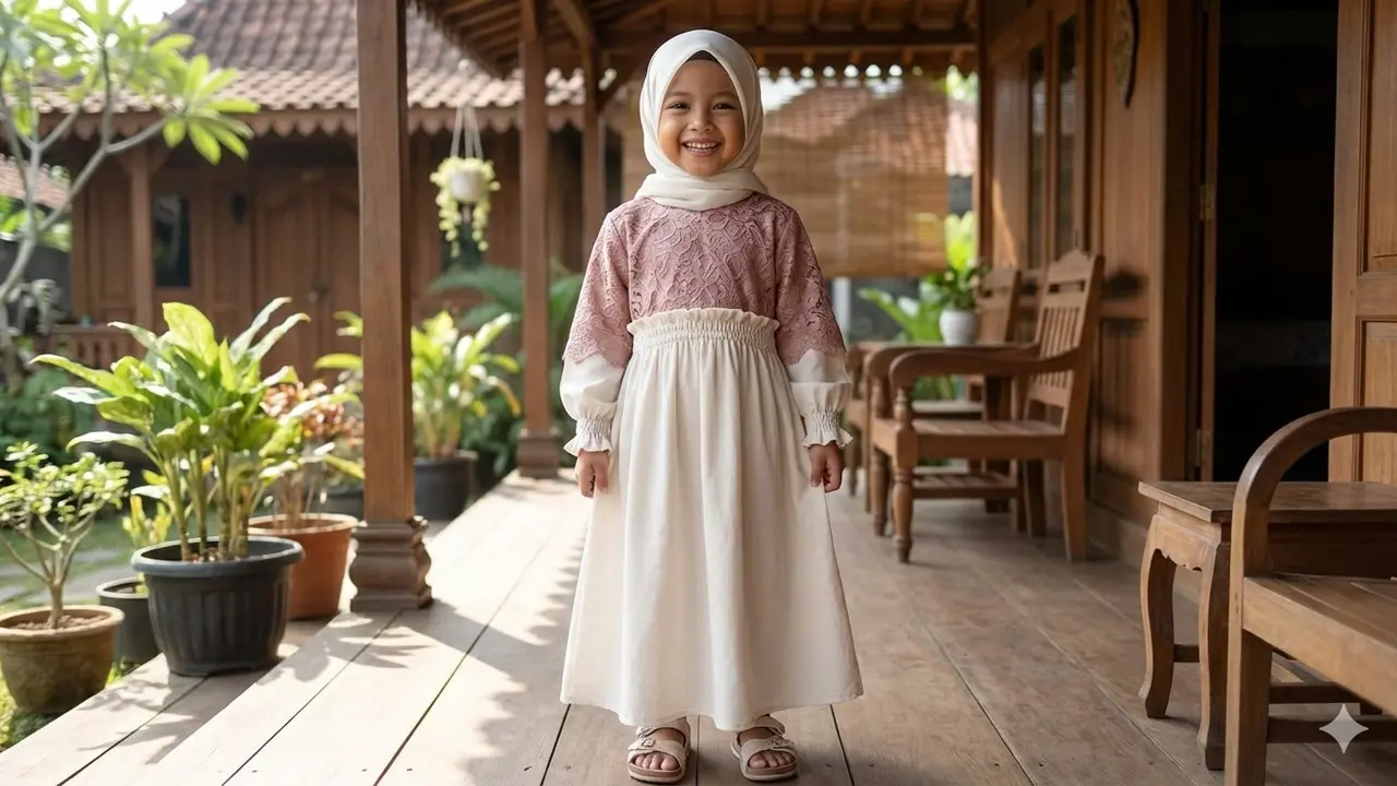 7 Model Baju Anak Brokat Kombinasi Polos, Inspirasi Busana Lebaran 2026
