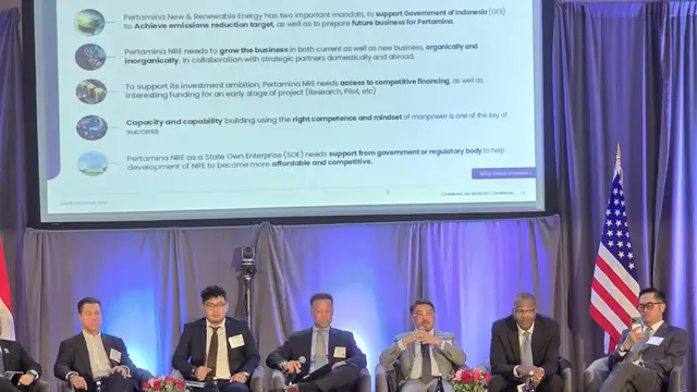 Pertamina New and Renewable Energy menjajaki peluang kerja sama dalam Forum Bisnis Indonesia-Amerika Serikat yang berlangsung di The Mayflower Hotel, Washington DC, Amerika Serikat (AS). (Dok Pertamina)