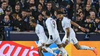 Aston Villa mengalahkan Club Brugge 3-1 dalam leg pertama babak 16 besar Liga Champions 2024/2025 di Jan Breydel Stadium, Bruges, Belgia, Rabu (5/3/2025) dini hari WIB. (AFP/Nicolas Tucat)