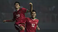 3. Septian David Maulana berhasil mencetak gol debut bersama Timnas Indonesia senior. Tidak hanya gelandang Mitra Kukar itu, Rezaldi Hehanusa juga mampu membukukan gol pada debutnya. (Bola.com/Vitalis Yogi Trisna) 