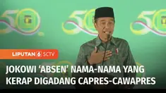 Presiden Joko Widodo dan sejumlah pimpinan partai politik menghadiri peringatan hari lahir, Partai Persatuan Pembangunan (PPP) ke-50, di Tangerang, Banten. Presiden sempat mengabsen, nama-nama yang kerap disebut-sebut sebagai Capres dan Cawapres pada...