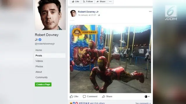 Robert Downey, Jr unggah foto Iron Man jadi wahana komedi putar.