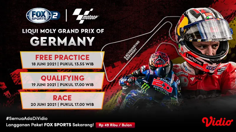 Jadwal dan Link Live Streaming MotoGP 2021 Seri Jerman di FOX