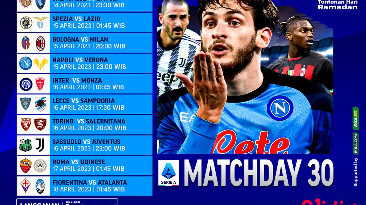 Daftar Pertandingan Liga Italia 2022/2023 Matchday 30 Tayang di Vidio