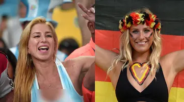 Jerman dan Argentina akan bertemu di Final Piala Dunia 2014. Fans seksi pun pasti bermunculan (AFP Photo)