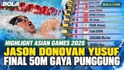 Highlight Asian Games 2026: Jason Donovan Yusuf Finis Keenam di Final 50 Meter Gaya Punggung Putra