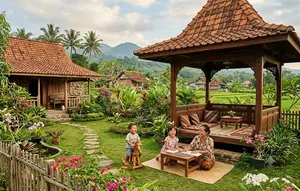 7 Inspirasi Rumah Pedesaan dengan Taman dan Pendopo yang Asri, Nyaman Bermain Bersama Cucu