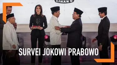 Empat lembaga rilis hasil survei  terkait elektabilitas pasangan Jokowi-Ma'ruf Amin dan Prabowo Subianto-Sandiaga Uno.