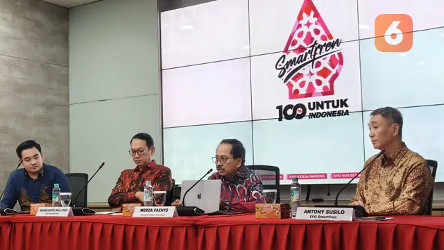 Konferensi pers merger XL Axiata - Smartfren. Liputan6.com/Agustinus Mario Damar