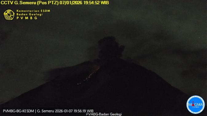 Semeru Meletus Malam Ini (7 Januari 2026): Abu Vulkanik 1 Km Membubung Tinggi