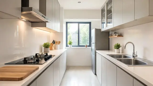Dapur Galley dengan Dua Sisi Berhadapan
