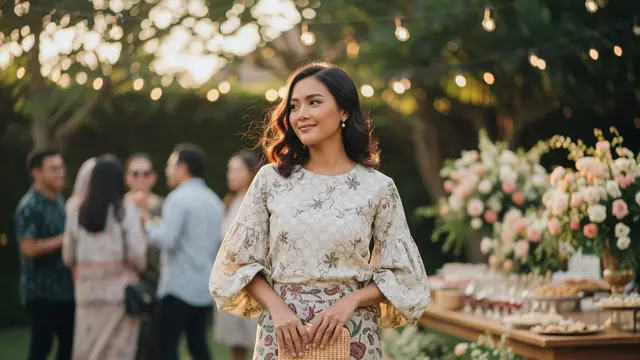 Model Dress Atasan Brokat Bawahan Batik 2025
