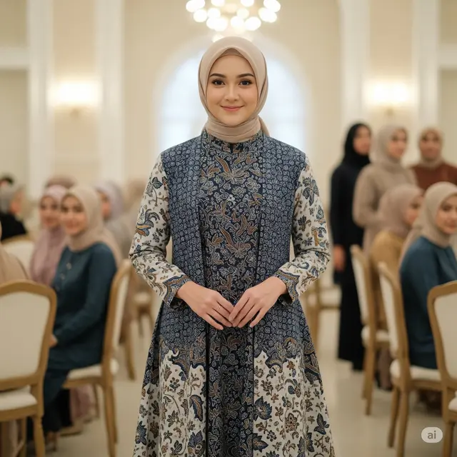 Model Baju Gamis Batik Pesta Elegan Terbaru 2025. Foto: Gemini