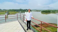 Presiden Joko Widodo atau Jokowi meninjau Bendungan Sindangheula yang terletak di Kabupaten Serang, Provinsi Banten, pada Jumat, (17/7/2022). (Foto: Biro Pers Sekretariat Presiden).