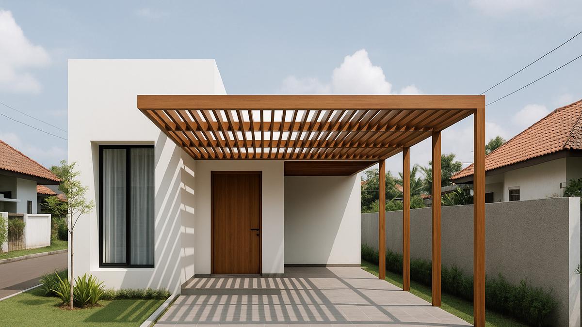 8 Desain Rumah Minimalis dengan Kanopi Kayu, Estetik Banget Buat Foto