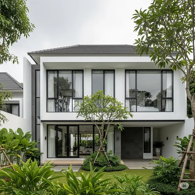 Inspirasi Cat Rumah Hitam Putih Sederhana. Foto: Gemini