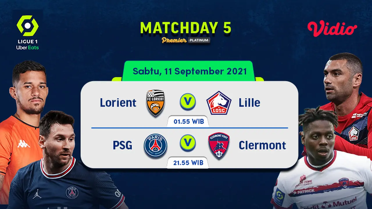 Link Live Streaming Liga Prancis 2021/2022 Pekan Kelima di Vidio, Big Match Lille dan PSG