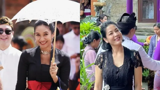 Happy Salma dan Lulu Tobing  saat Upacara Ngaben di Bali