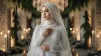 Gaun brokat Pengantin Berhijab/AI