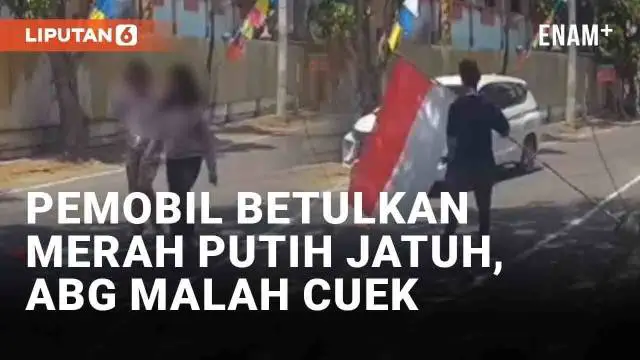 VIDEO: Pemobil Betulkan Bendera Merah Putih Jatuh Tuai Pujian Warganet, Sikap Dua ABG Cuek Disorot