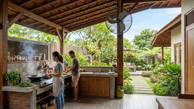 Kipas Angin untuk Membantu Pergerakan Udara Dapur Terbuka