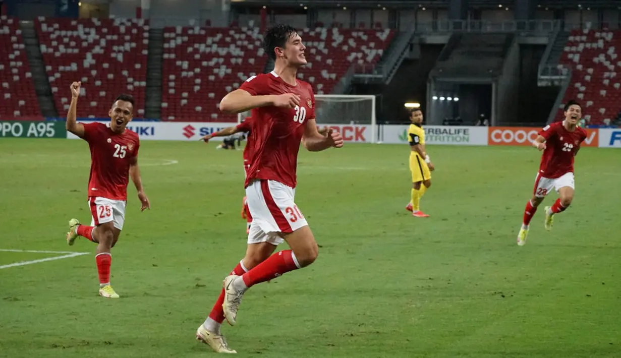 Menit ke-82, Indonesia kembali mencetak gol. Kali ini dimulai dari tendangan sudut Evan Dimas yang dituntaskan sundulan keras Elkan Baggott. (Dok. PSSI)