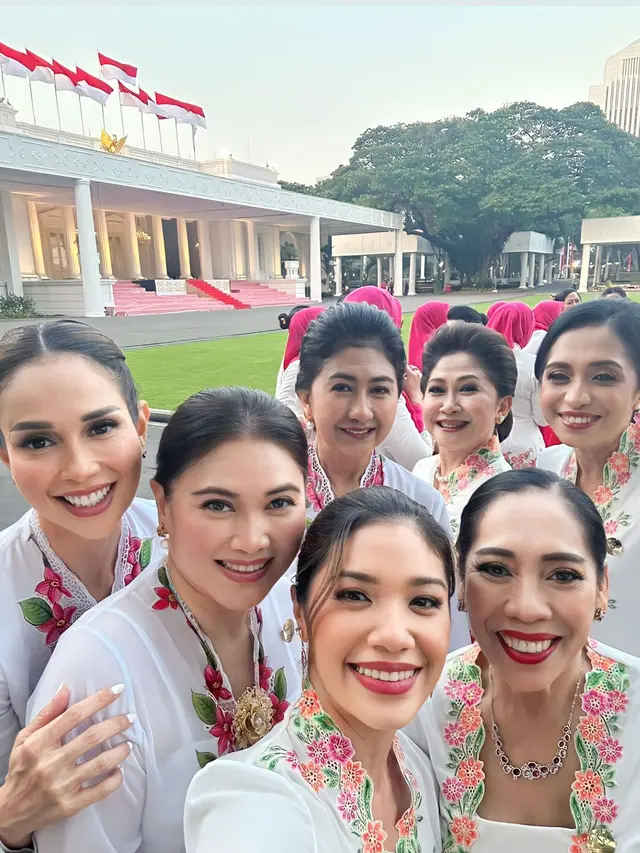 Pesona Elegan Istri Menteri dalam Seragam Kebaya Encim di Istana, Ada Franka Makarim hingga Loemongga Haoemasan