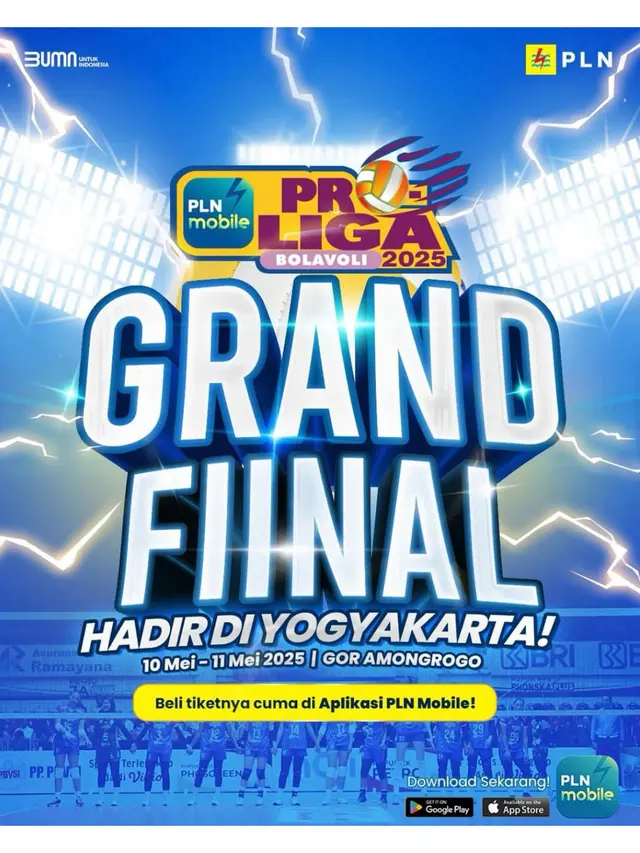 Grand Final PLN Mobile Proliga 2025 di GOR Amongrogo, Yogyakarta.