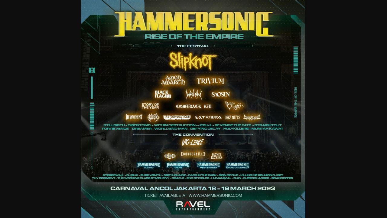 Festival musik Hammersonic 2023 digelar dua hari berturut-turut pada hari ini Sabtu (18/3/2023) hingga Minggu 19 Maret 2023 besok.
