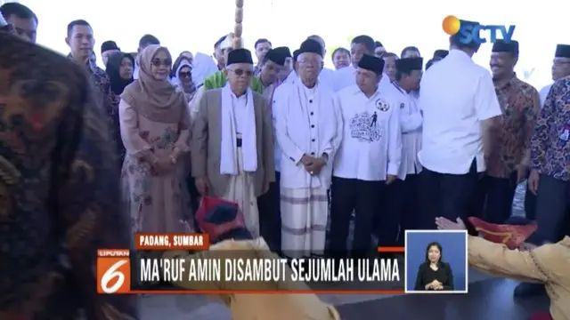 Capres nomor urut 01, Ma’ruf Amin bertemu jamaah tariqah di Padang, Sumatra Barat.
