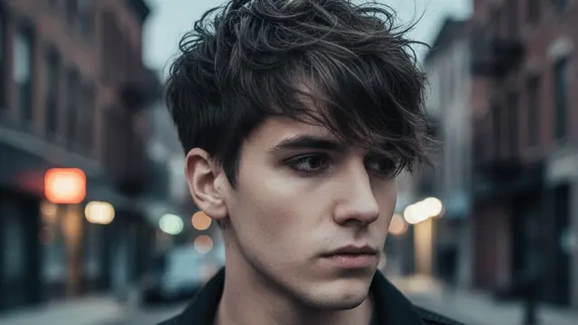 Gaya Rambut Pria Pendek Textured Messy Emo