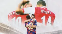 Ilustrasi - Thierry Henry & Dennis Bergkamp, Lionel Messi & Luis Suarez (Bola.com/Adreanus Titus)