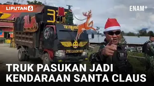 VIDEO: Bagikan Kebahagiaan, Satgas 330 Sulap Truk Operasional Jadi Kereta Santa di Papua