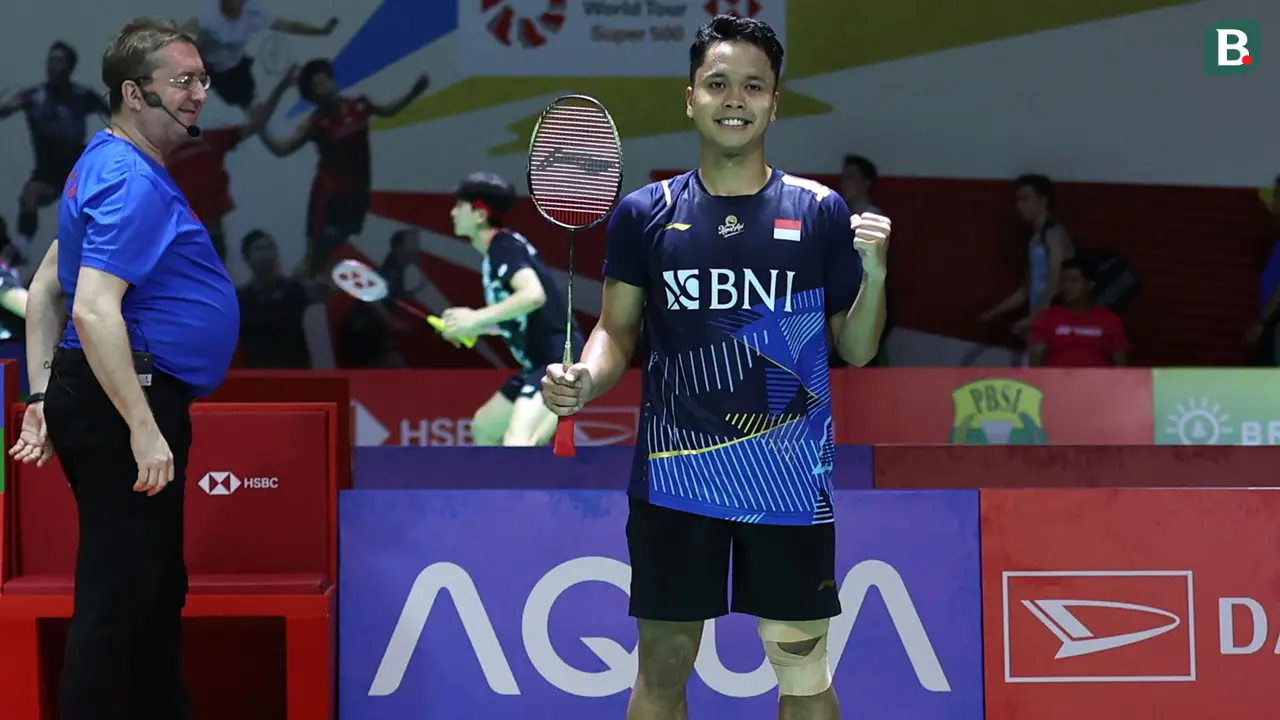 Foto: Adu Cerdik, Anthony Sinisuka Ginting Sukses Jinakkan Kantaphon Wangcharoen untuk Melaju ke Babak 16 Besar Indonesia Masters 2024