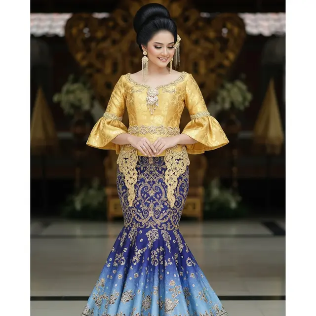 Dress Mermaid Batik Bordir Emas
