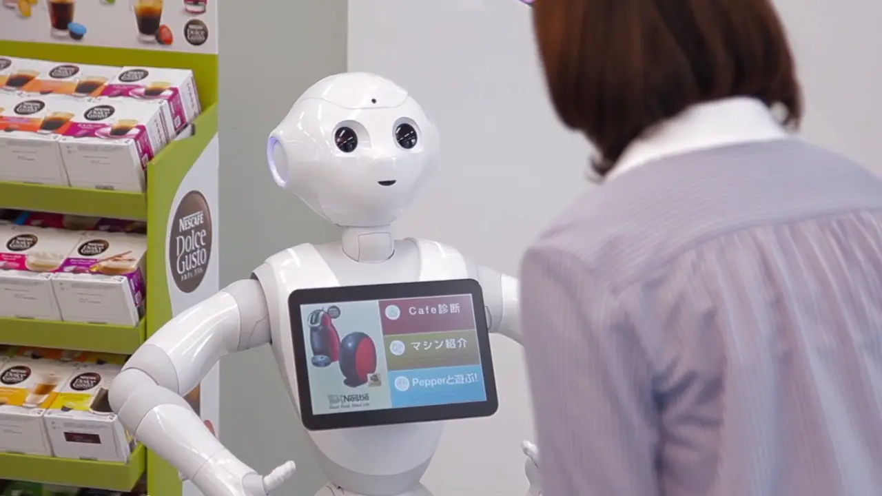 Robot Bantu Pelanggan Cari Mesin Pembuat Kopi