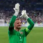 Kasper Schmeichel resmi bergabung dengan Nice, Kamis (4/8/2022). Kiper timnas Denmark itu telah menandatangani kontrak tiga tahun dengan klub Ligue 1 Prancis tersebut. (Geoffroy Van der Hasselt / AFP)