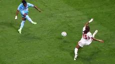 Pemain Kongo Brian Cipenga mencetak gol selama pertandingan sepak bola babak 32 Piala Dunia antara Inggris dan Kongo di Atlanta, Rabu, (01/07/2026). (AP Photo/Colin Hubbard)