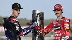 Pembalap Ducati, Francesco Bagnaia layak menjadi unggulan pada persaingan menjadi juara dunia MotoGP 2022. Pecco yang sudah unggul 23 poin atas Quartararo di musim ini merupakan pemenang balapan di Ricardo Tormo musim lalu. (AFP/Javier Soriano)